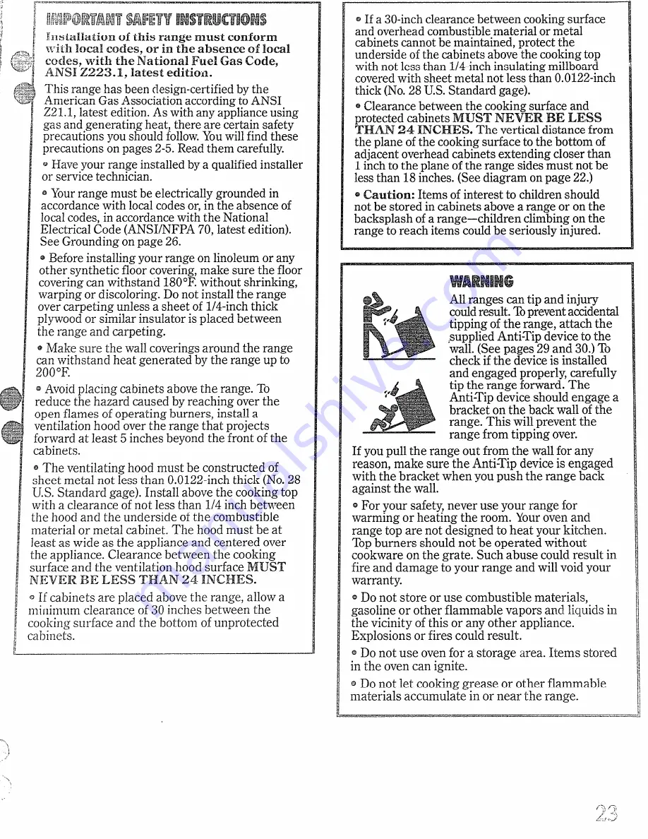 Hotpoint RGB744GEN Use, Care & Installation Manual Download Page 23