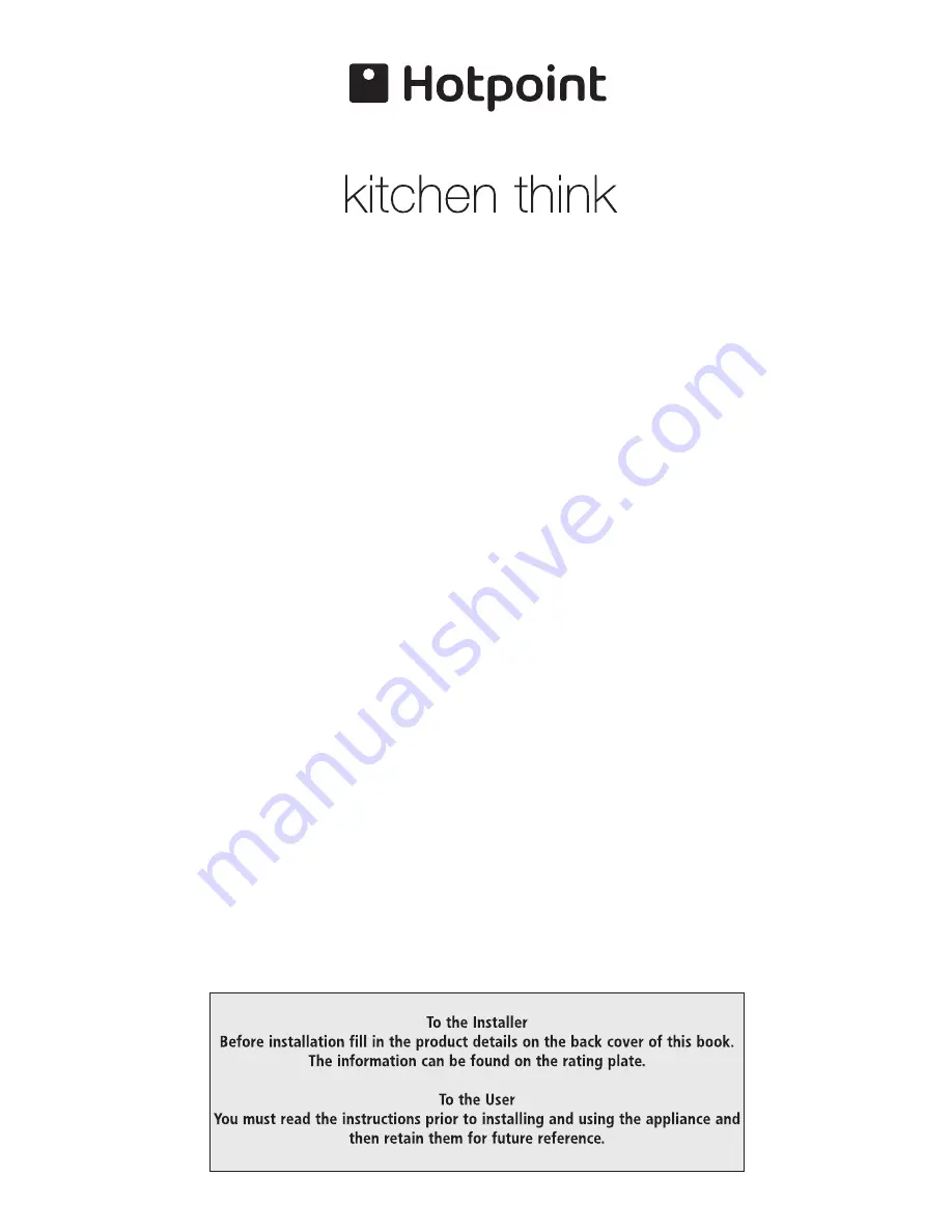 Hotpoint RTA 41 Instructions For Installation And Use Manual Download Page 1