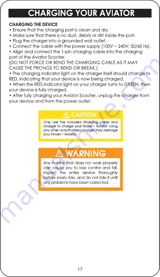 Hover-1 AVIATOR Operation Manual Download Page 18