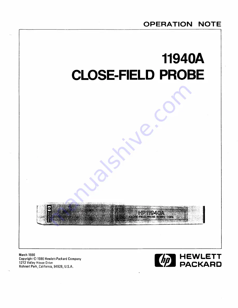 HP 11940A Operation Note Download Page 1