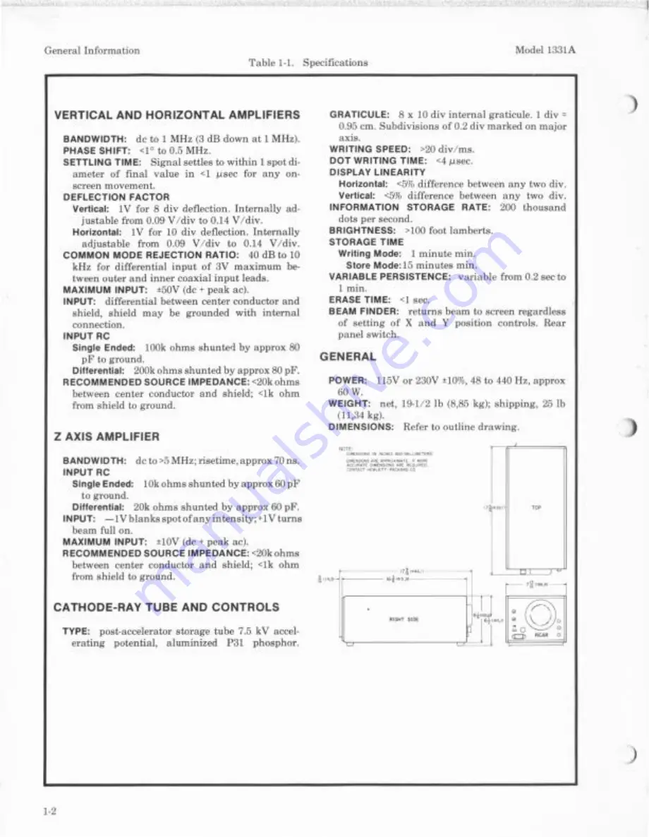 HP 1331A Operating And Service Manual Download Page 10