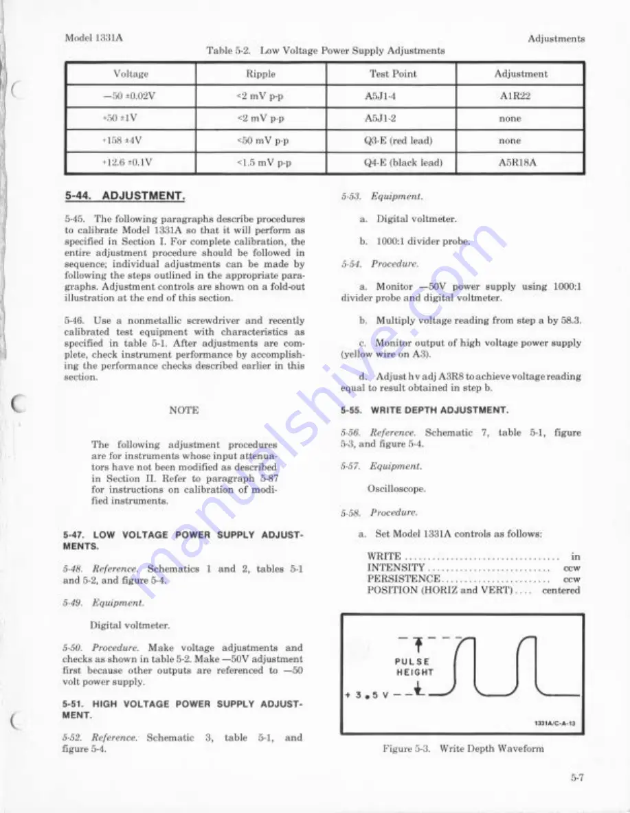 HP 1331A Operating And Service Manual Download Page 45