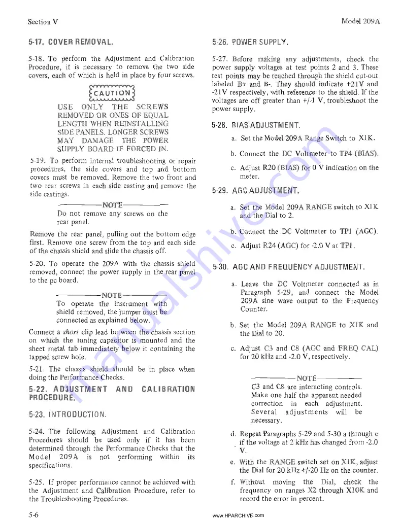 HP 209A Operating And Service Manual Download Page 23