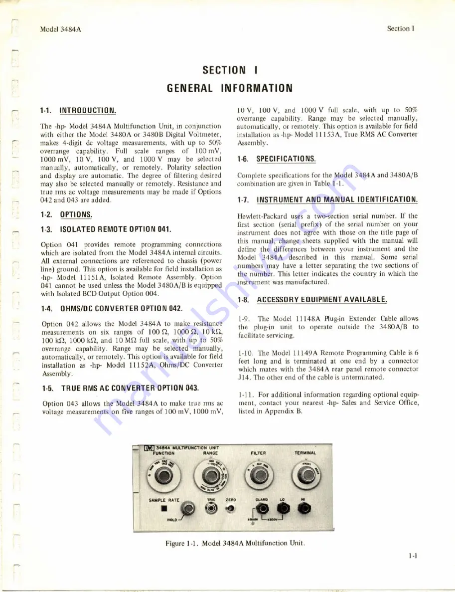 HP 3484A Operating And Service Manual Download Page 7