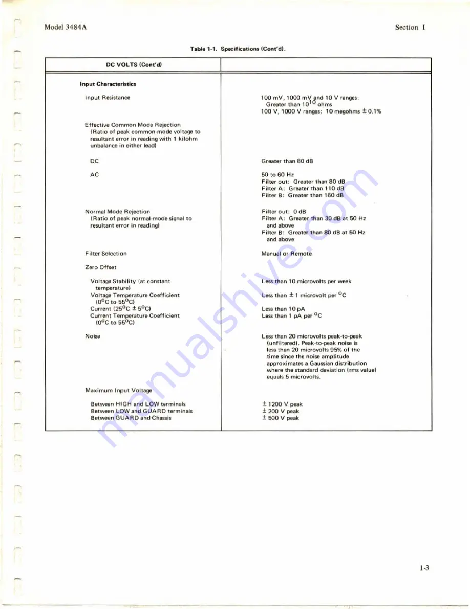 HP 3484A Operating And Service Manual Download Page 9