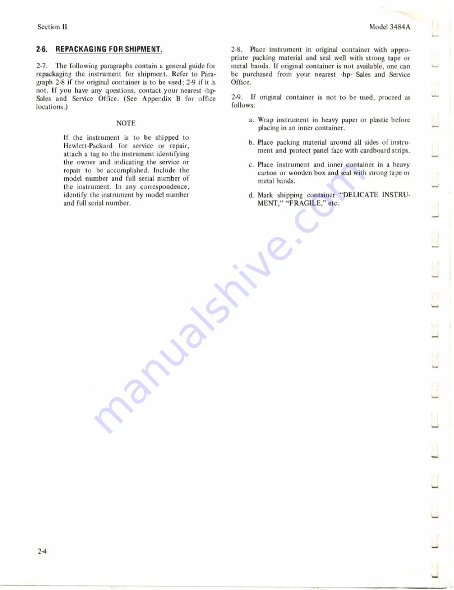 HP 3484A Operating And Service Manual Download Page 16