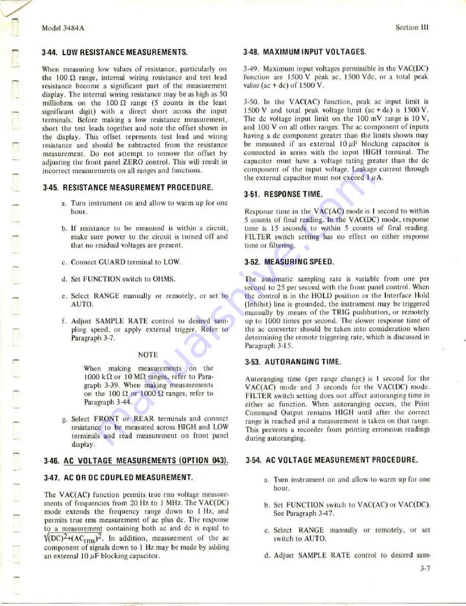 HP 3484A Operating And Service Manual Download Page 25