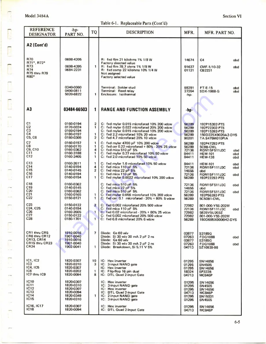 HP 3484A Operating And Service Manual Download Page 65