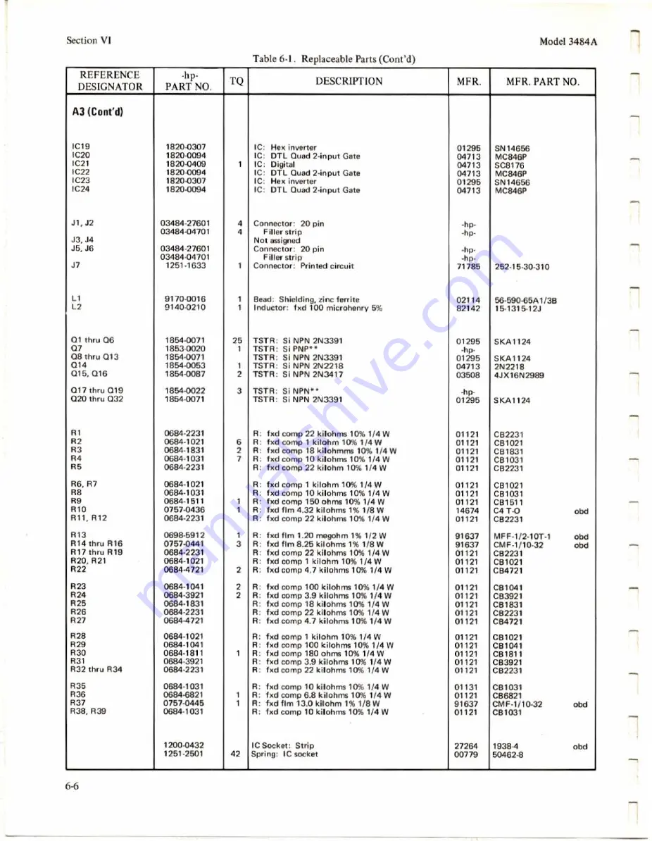 HP 3484A Operating And Service Manual Download Page 66