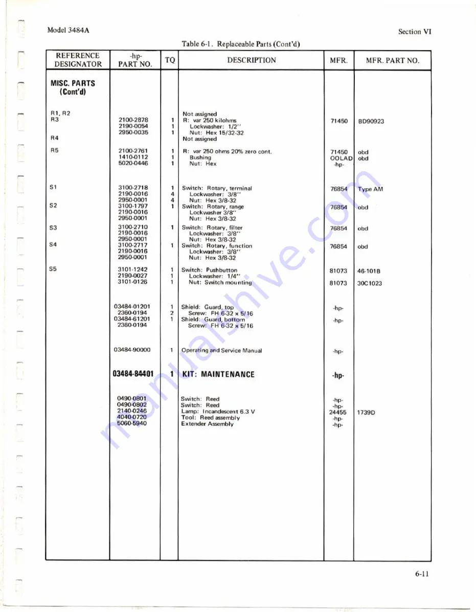 HP 3484A Operating And Service Manual Download Page 71