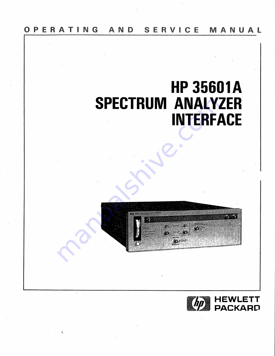 HP 35601A Operating And Service Manual Download Page 1