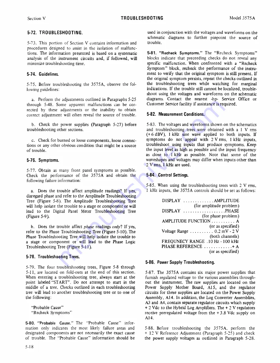 HP 3575A Operating And Service Manual Download Page 75