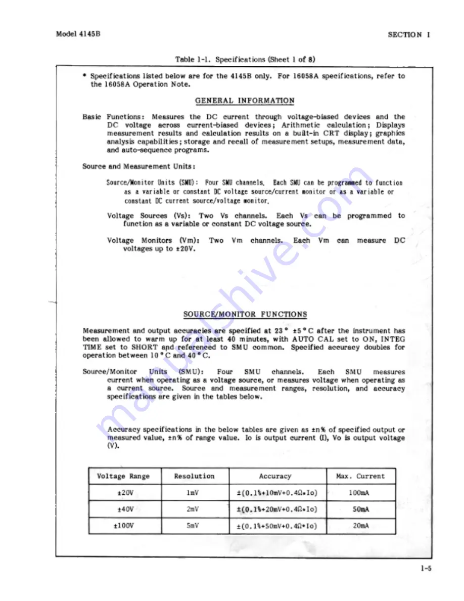 HP 4145B Operation Manual Download Page 13