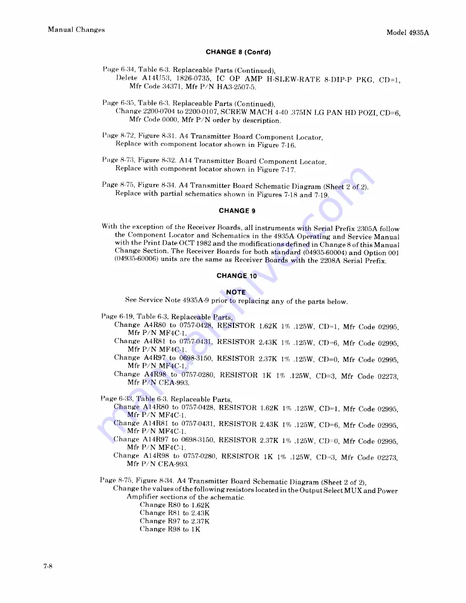 HP 4935A Operating And Service Manual Download Page 134