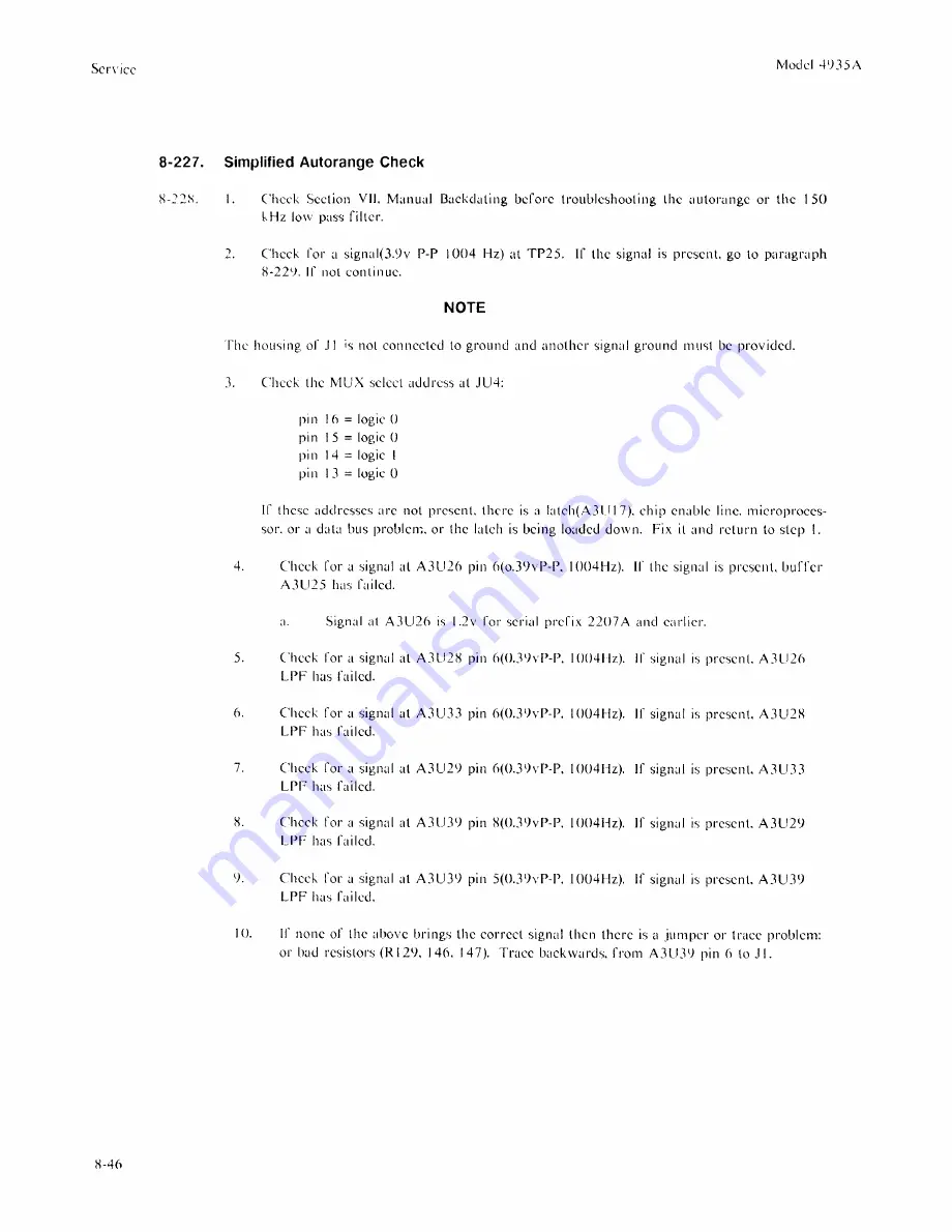 HP 4935A Operating And Service Manual Download Page 264