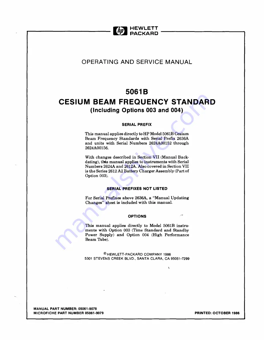 HP 5061B Operating And Service Manual Download Page 4