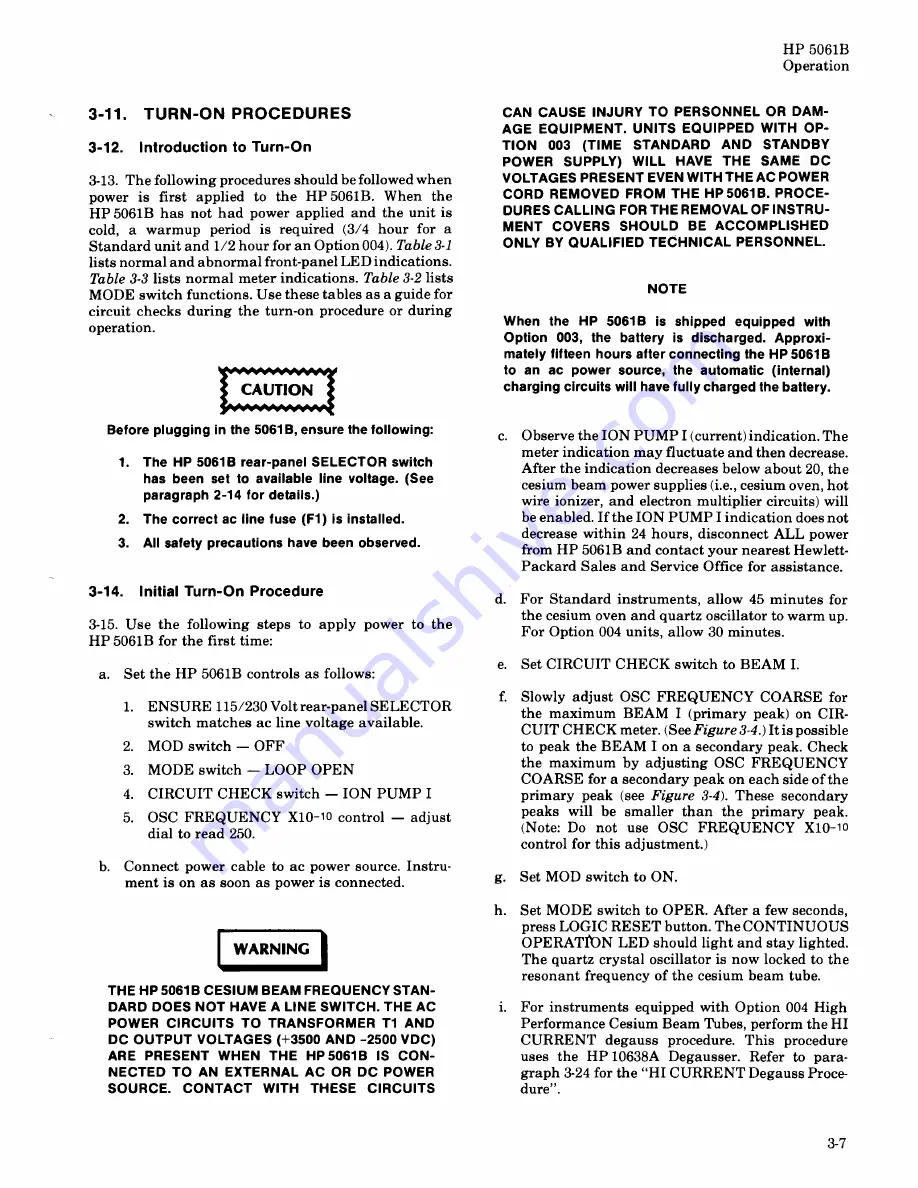 HP 5061B Operating And Service Manual Download Page 35