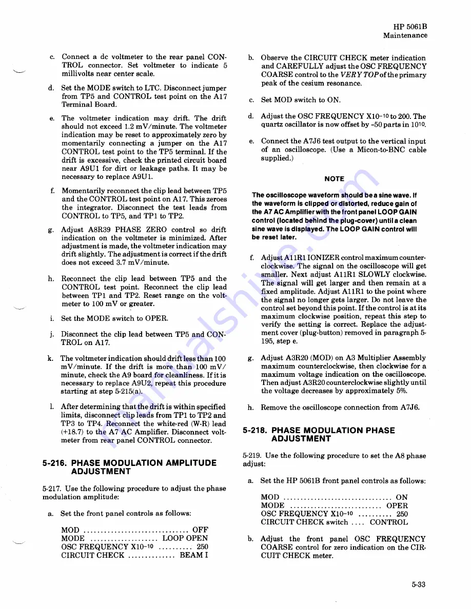 HP 5061B Operating And Service Manual Download Page 127