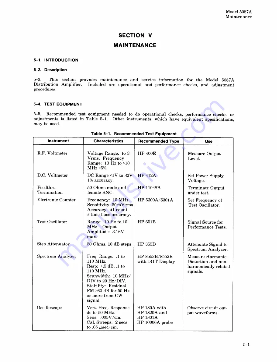 HP 5087A Operating And Service Manual Download Page 37