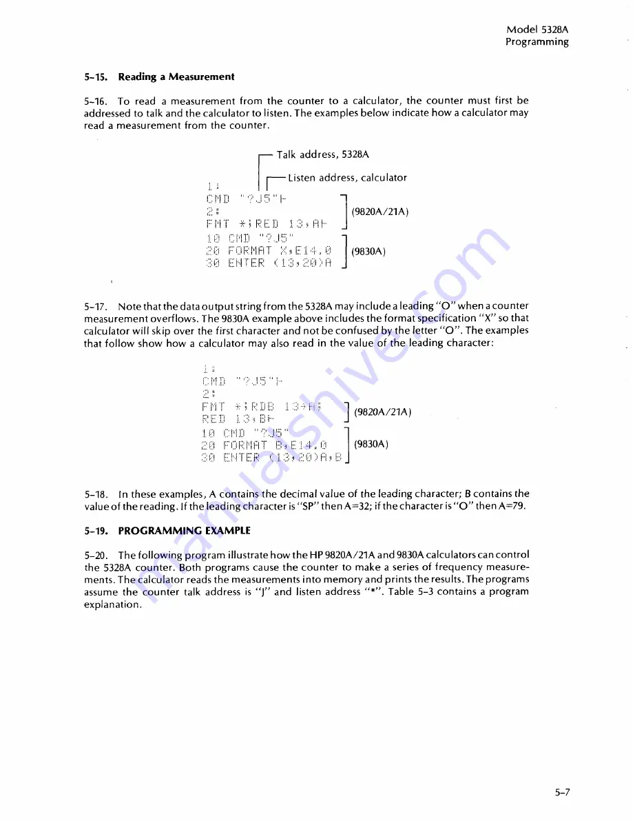 HP 5328A User Manual Download Page 62