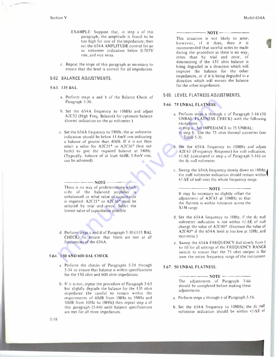 HP 654A Operating And Service Manual Download Page 36