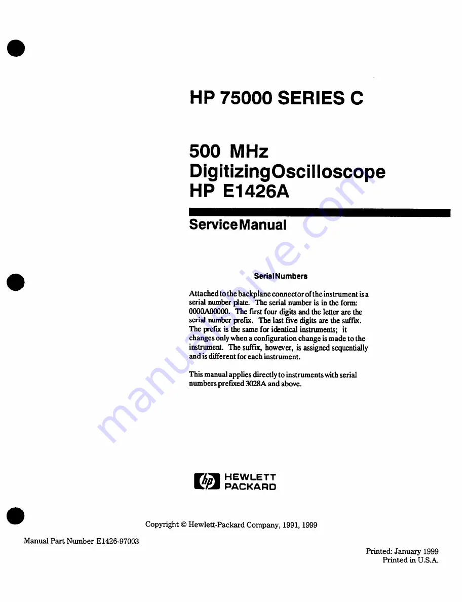 HP 75000 SERIES C Service Manual Download Page 5