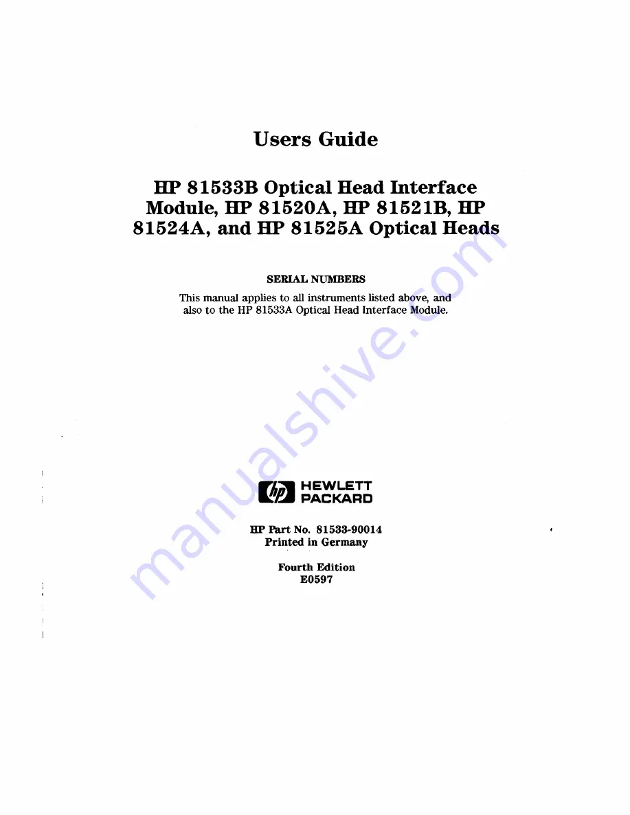 HP 81520A User Manual Download Page 2