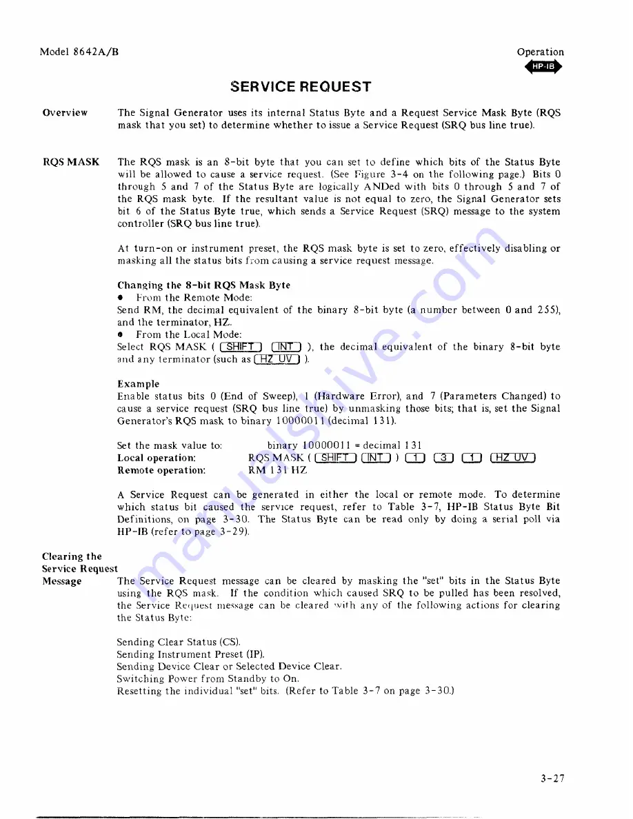 HP 8642A Operating Manual Download Page 59