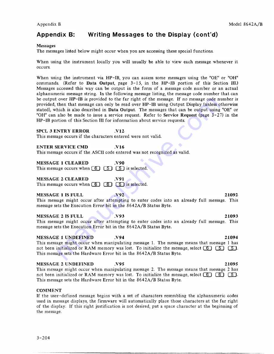 HP 8642A Operating Manual Download Page 224