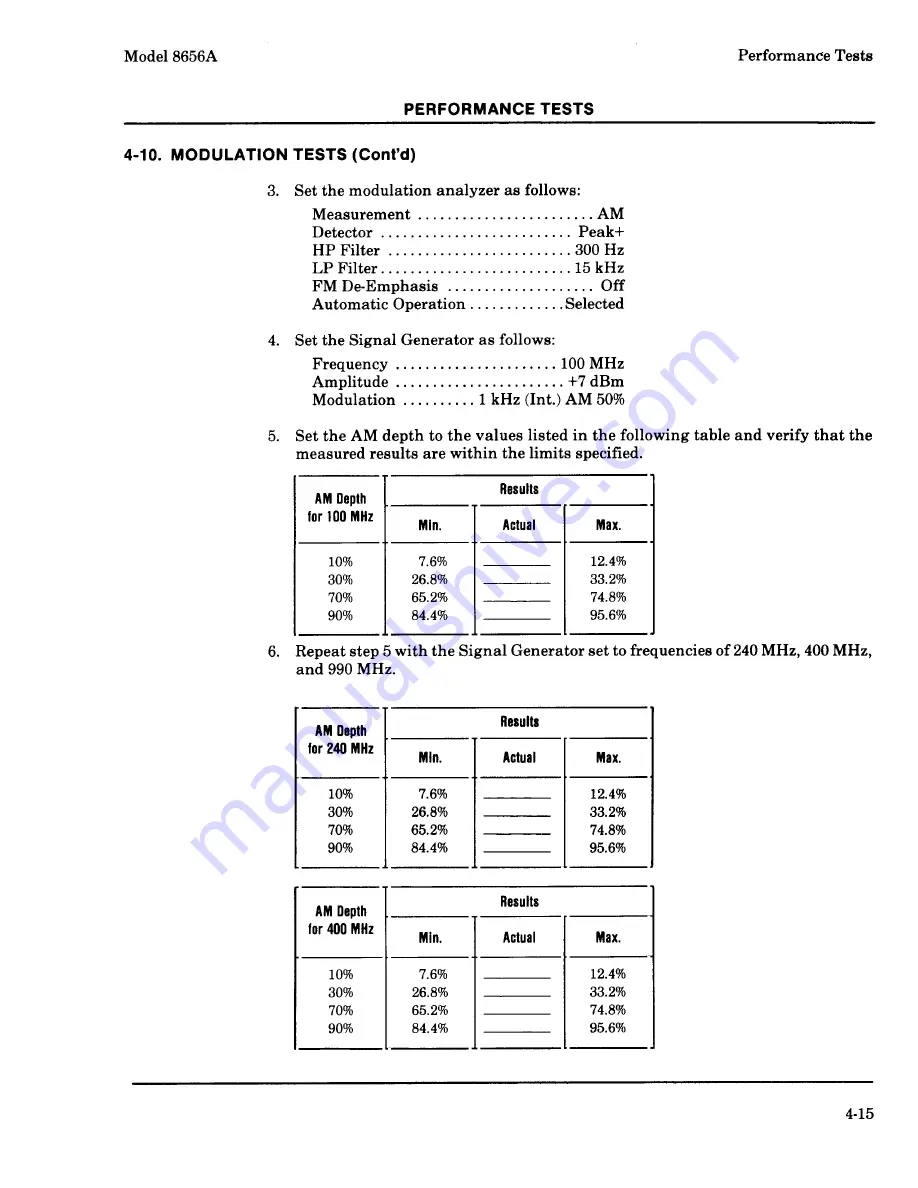 HP 8656A Operating And Service Manual Download Page 112