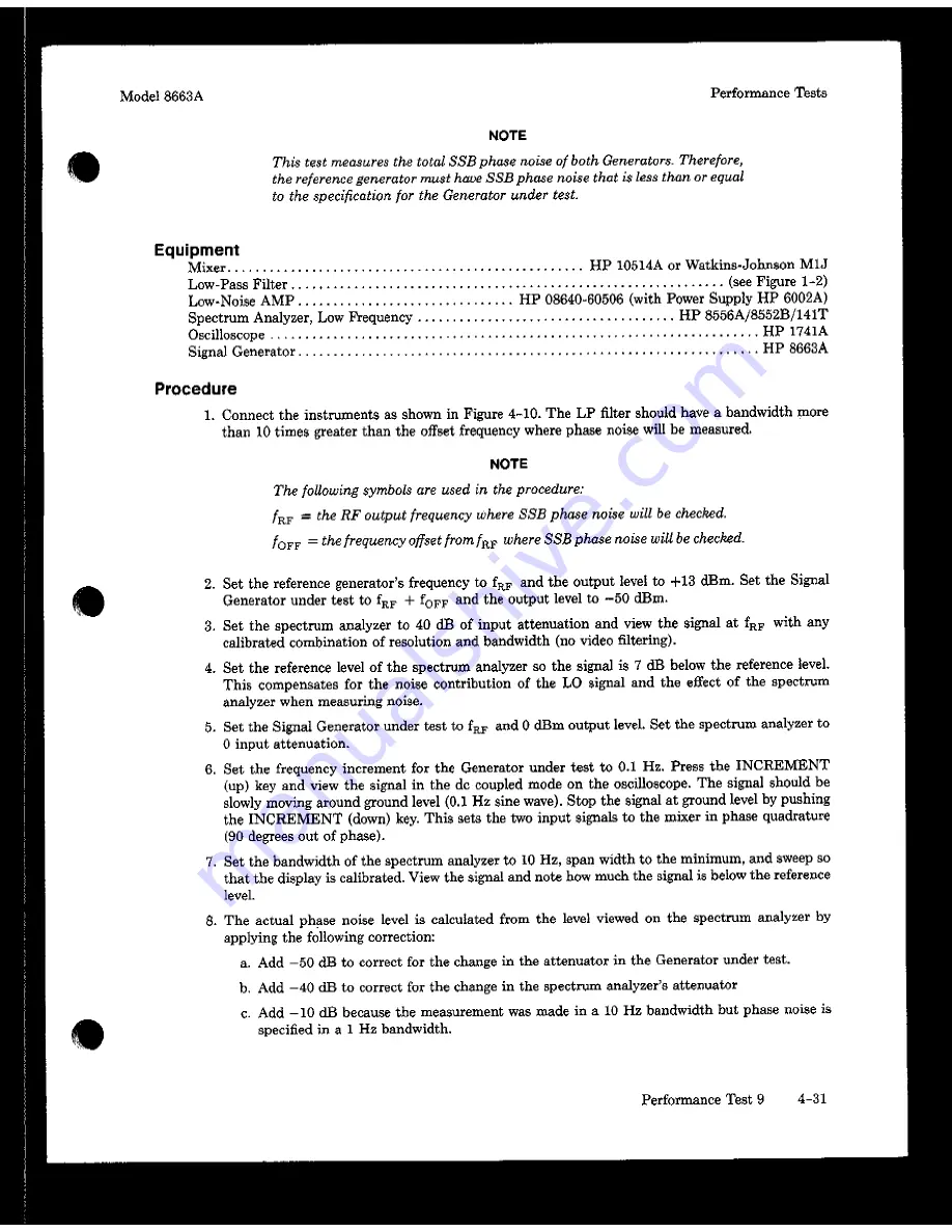 HP 8663A Operation And Calibration Manual Download Page 225