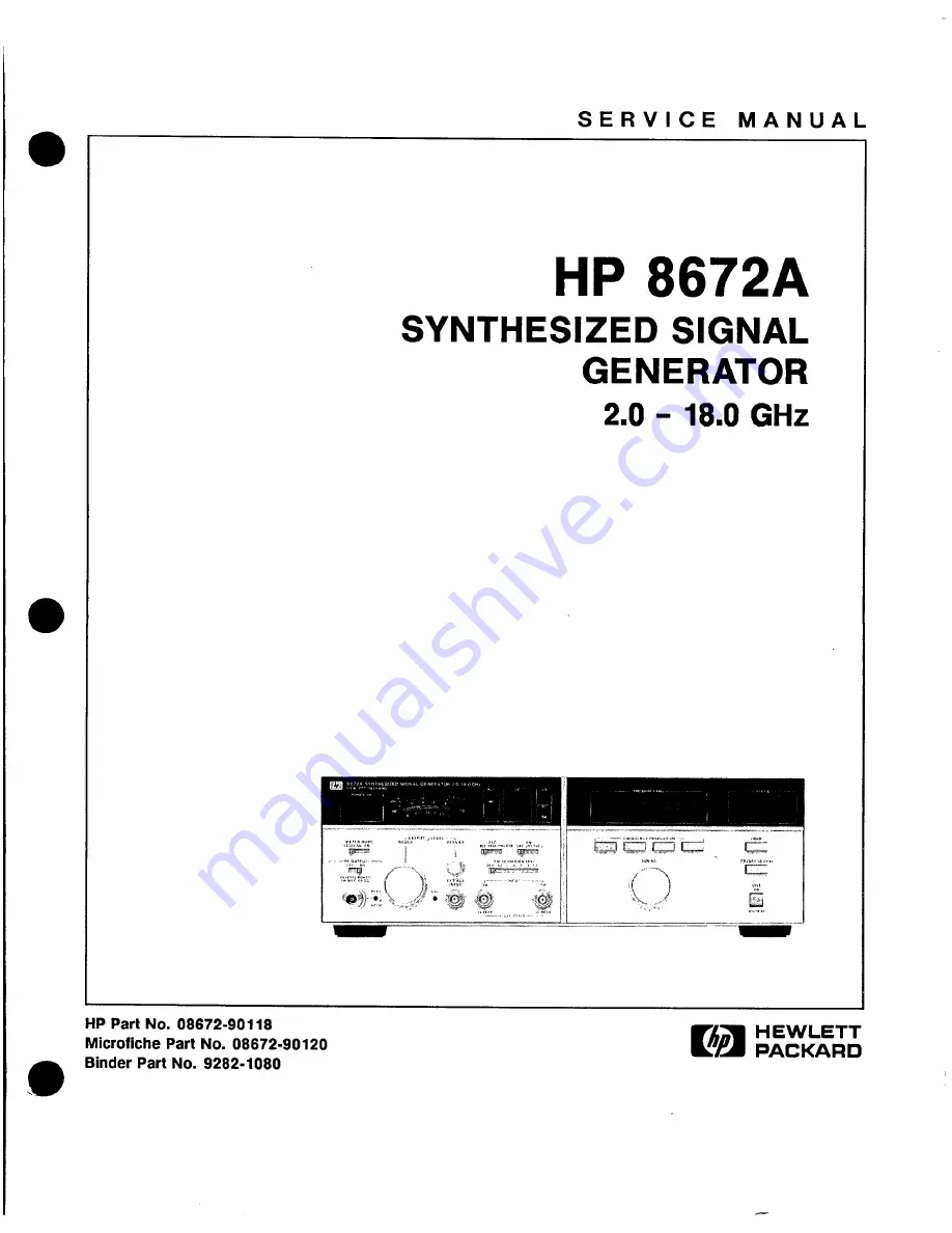 HP 8672a Service Manual Download Page 1