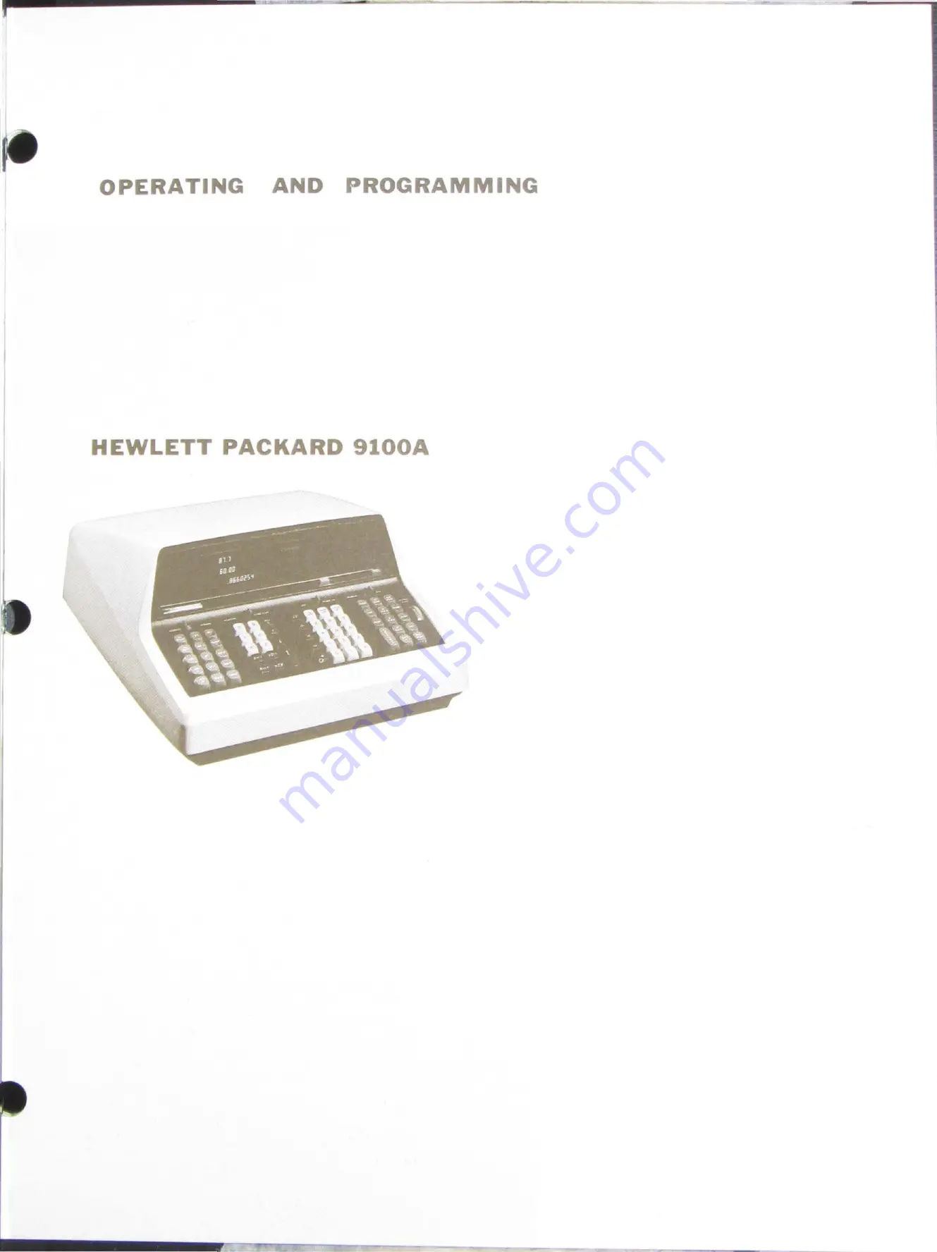 HP 9100A Operating & Programming Manual Download Page 3