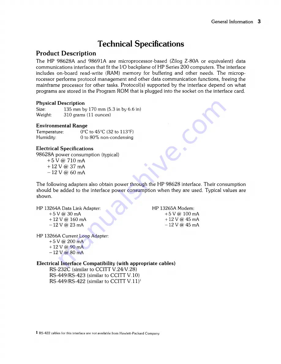 HP 98628A Installation Manual Download Page 9