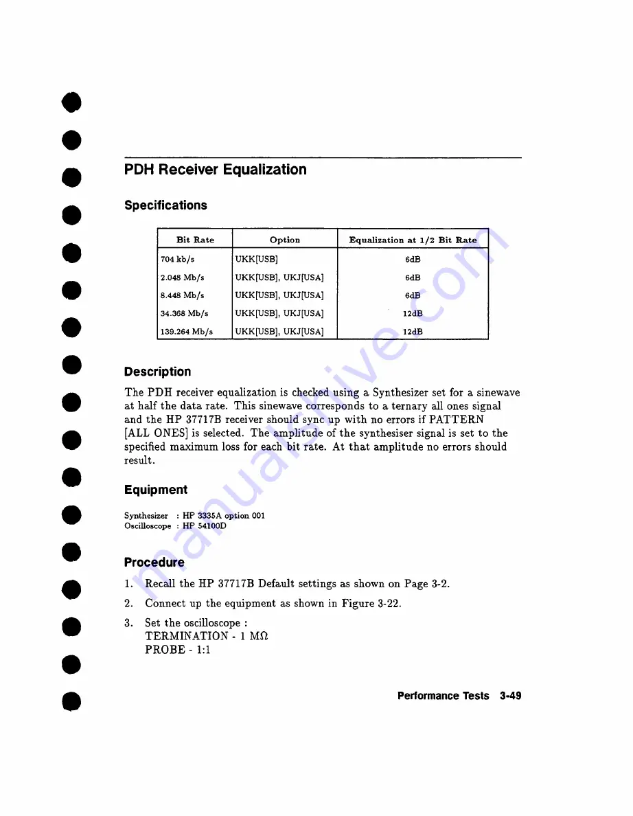 HP Agilent 37717B PDH Calibration Manual Download Page 103