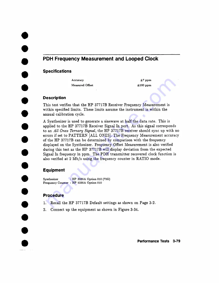 HP Agilent 37717B PDH Calibration Manual Download Page 133