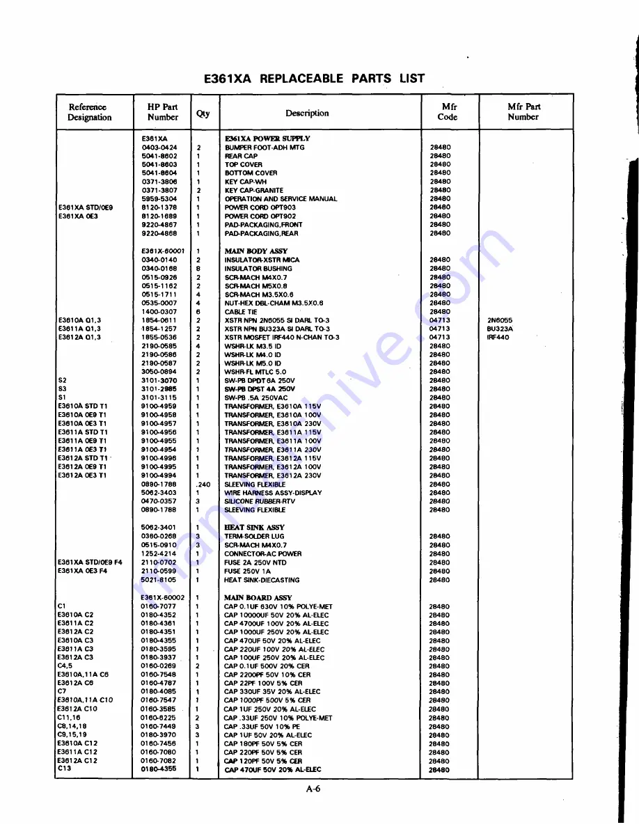 HP E3610A Operating And Service Manual Download Page 12