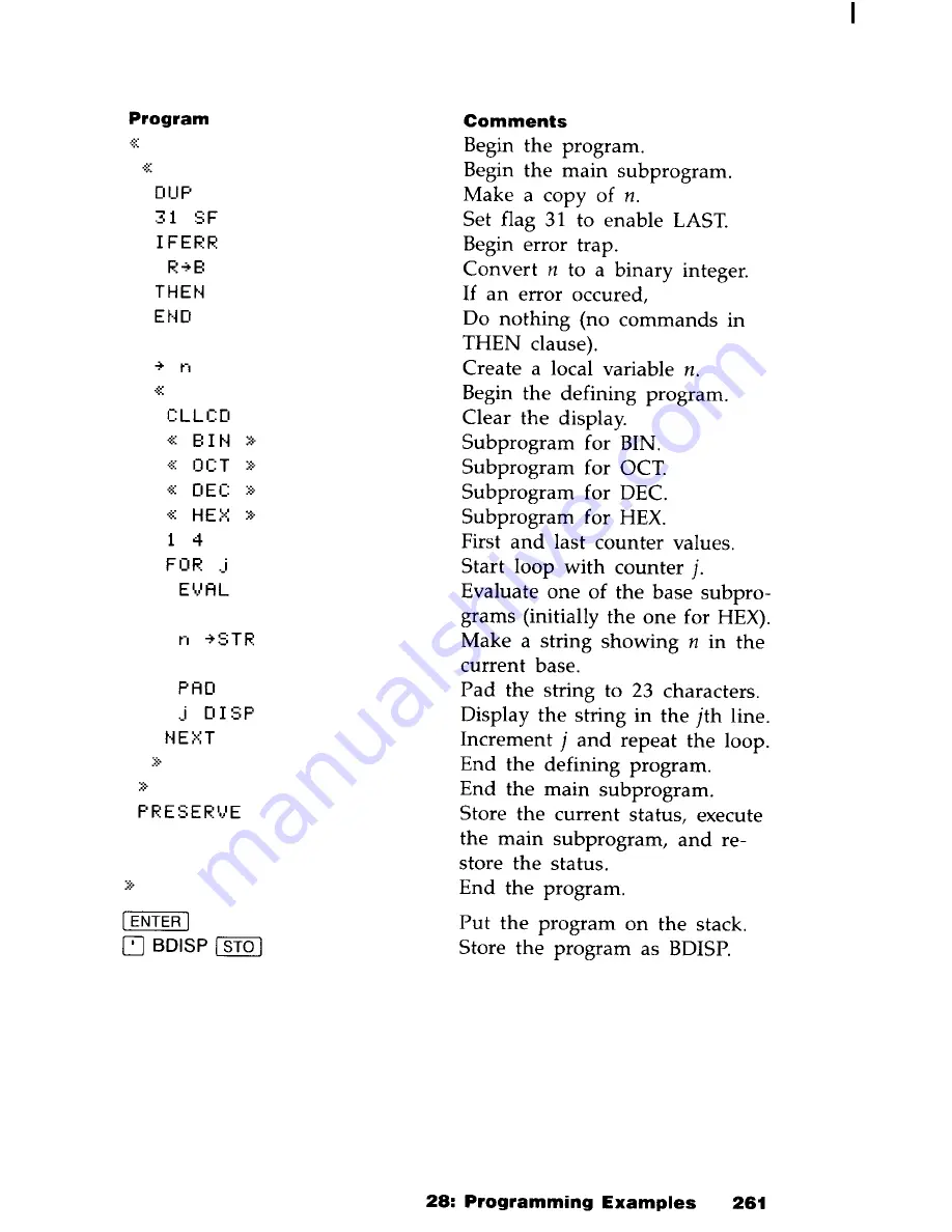 HP HP-28S Owner'S Manual Download Page 262