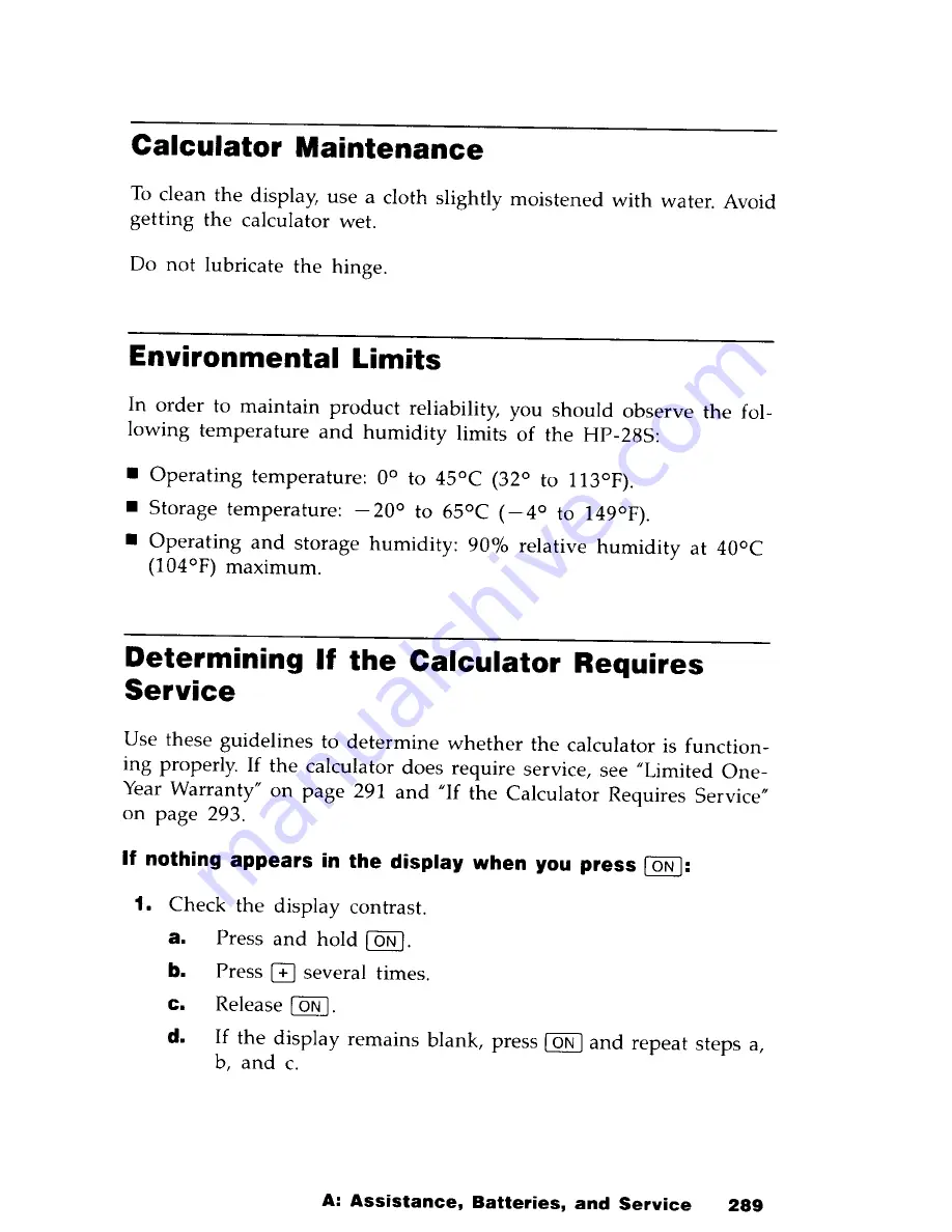 HP HP-28S Owner'S Manual Download Page 290