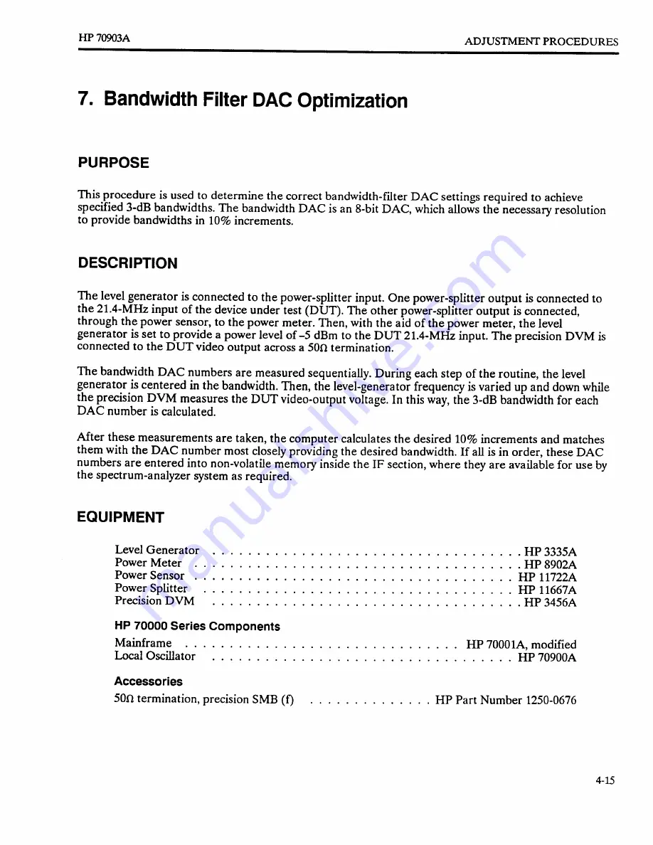 HP HP 70903A Service Manual Download Page 125