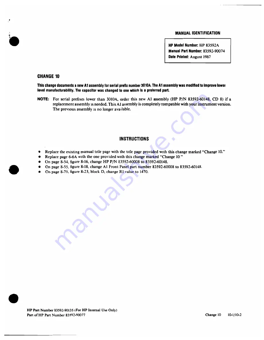 HP HP 83592A Operating And Service Manual Download Page 467