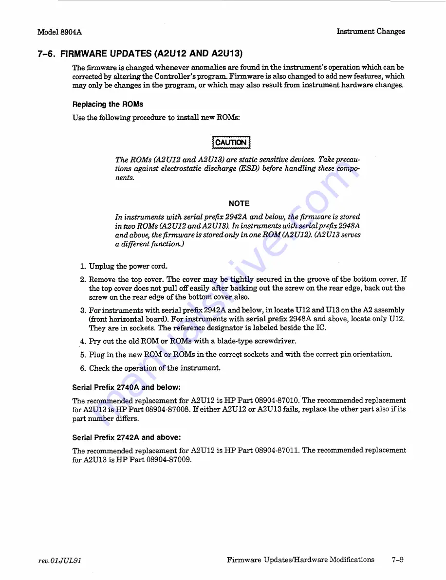 HP HP 8904A Service Manual Download Page 58