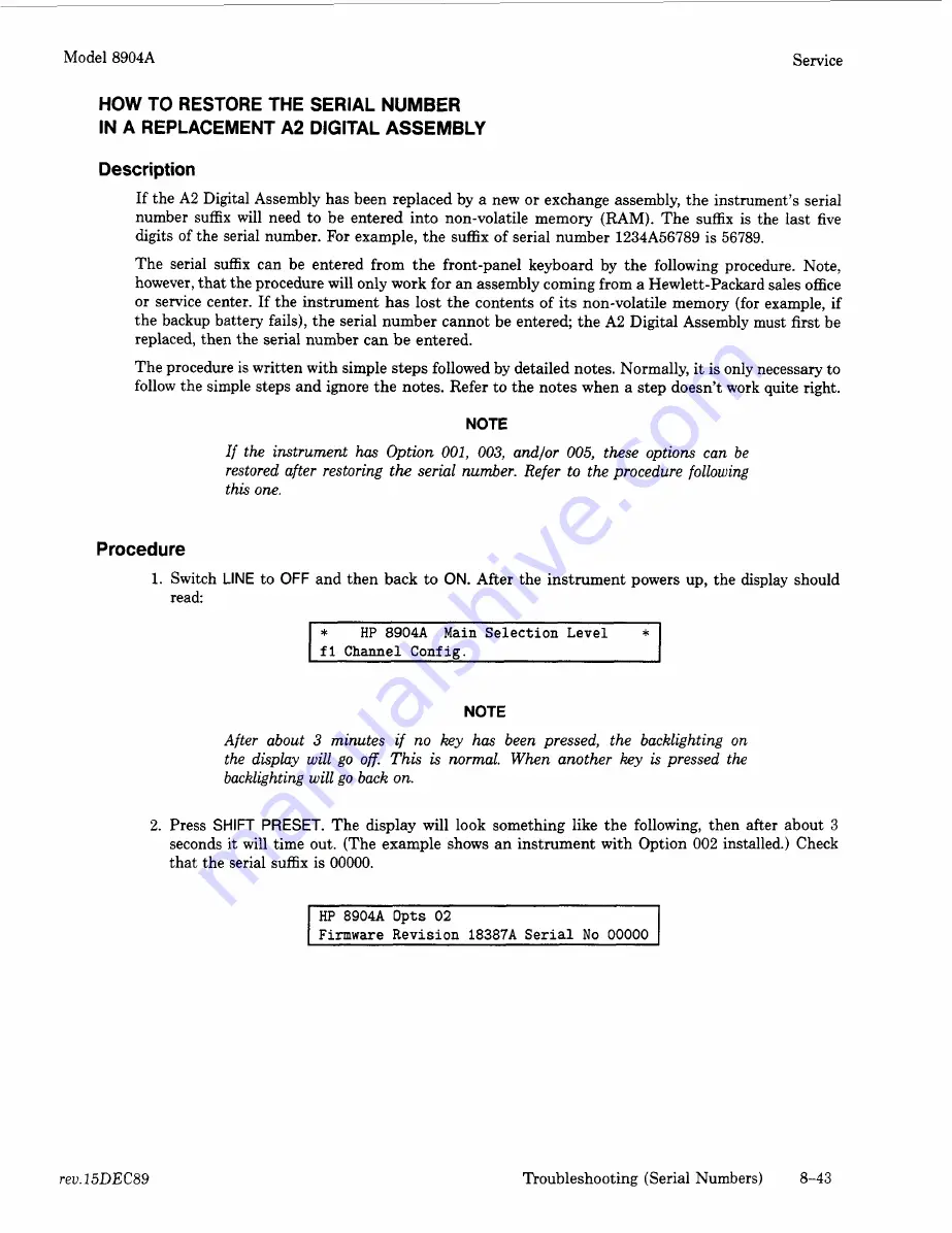 HP HP 8904A Service Manual Download Page 113