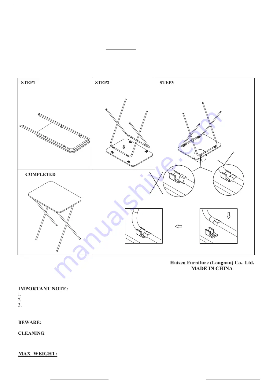 Huisen Furniture UB95-005-078-01 Assembly Instruction Download Page 1