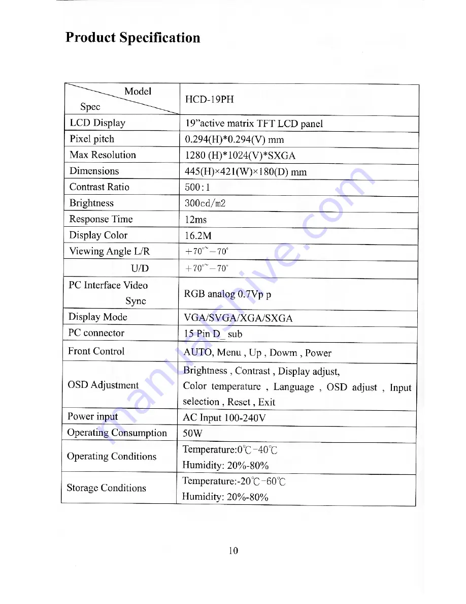 Hunt Electronic HCD-19PH Скачать руководство пользователя страница 11