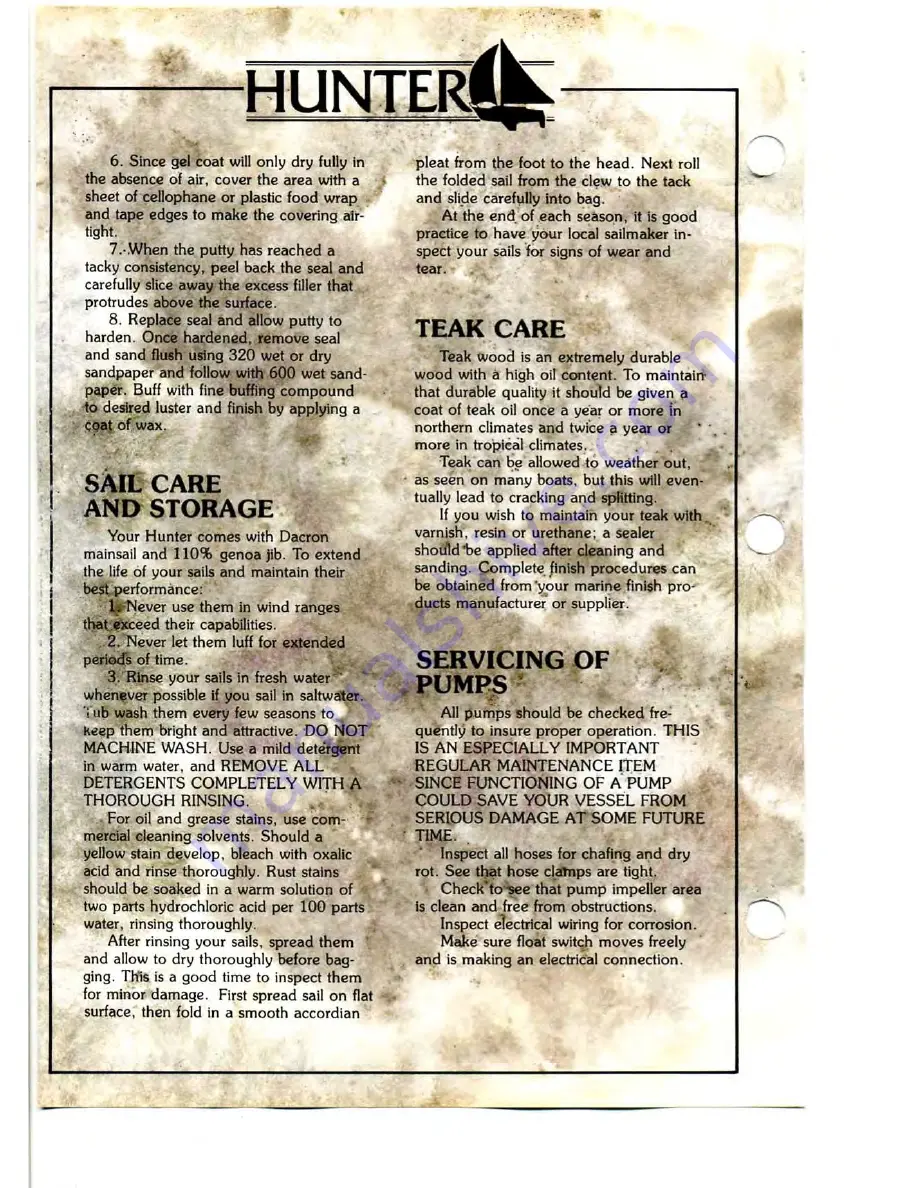 Hunter 34 Owner'S Manual Download Page 14