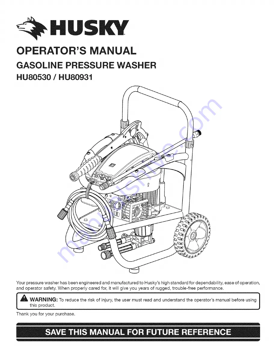 Husky HU80530 Operator'S Manual Download Page 1