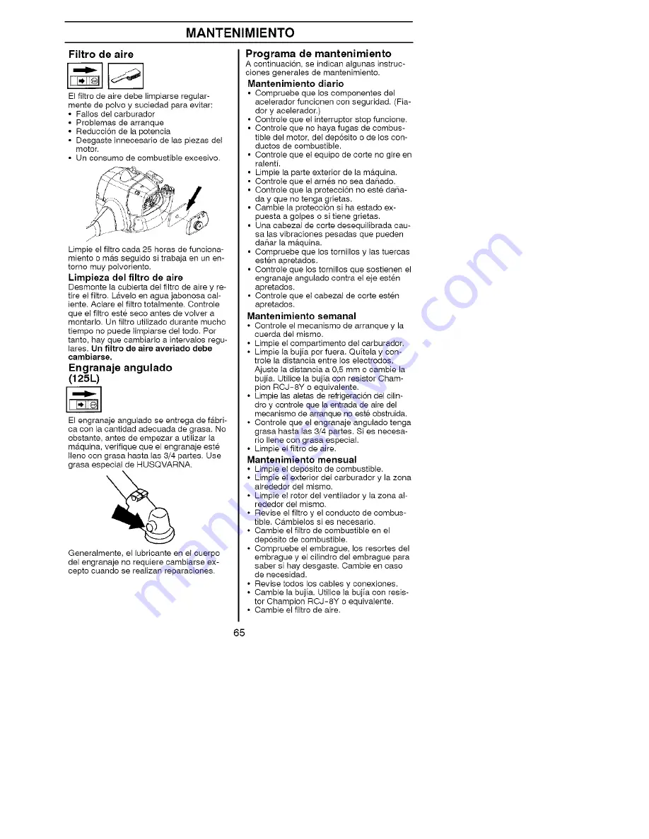 Husqvarna 125C Operator'S Manual Download Page 65