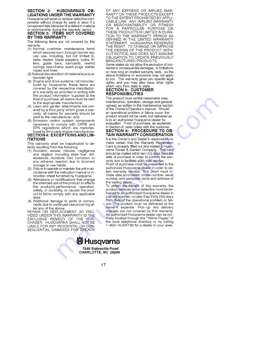 Husqvarna 137 Instruction Manual Download Page 17