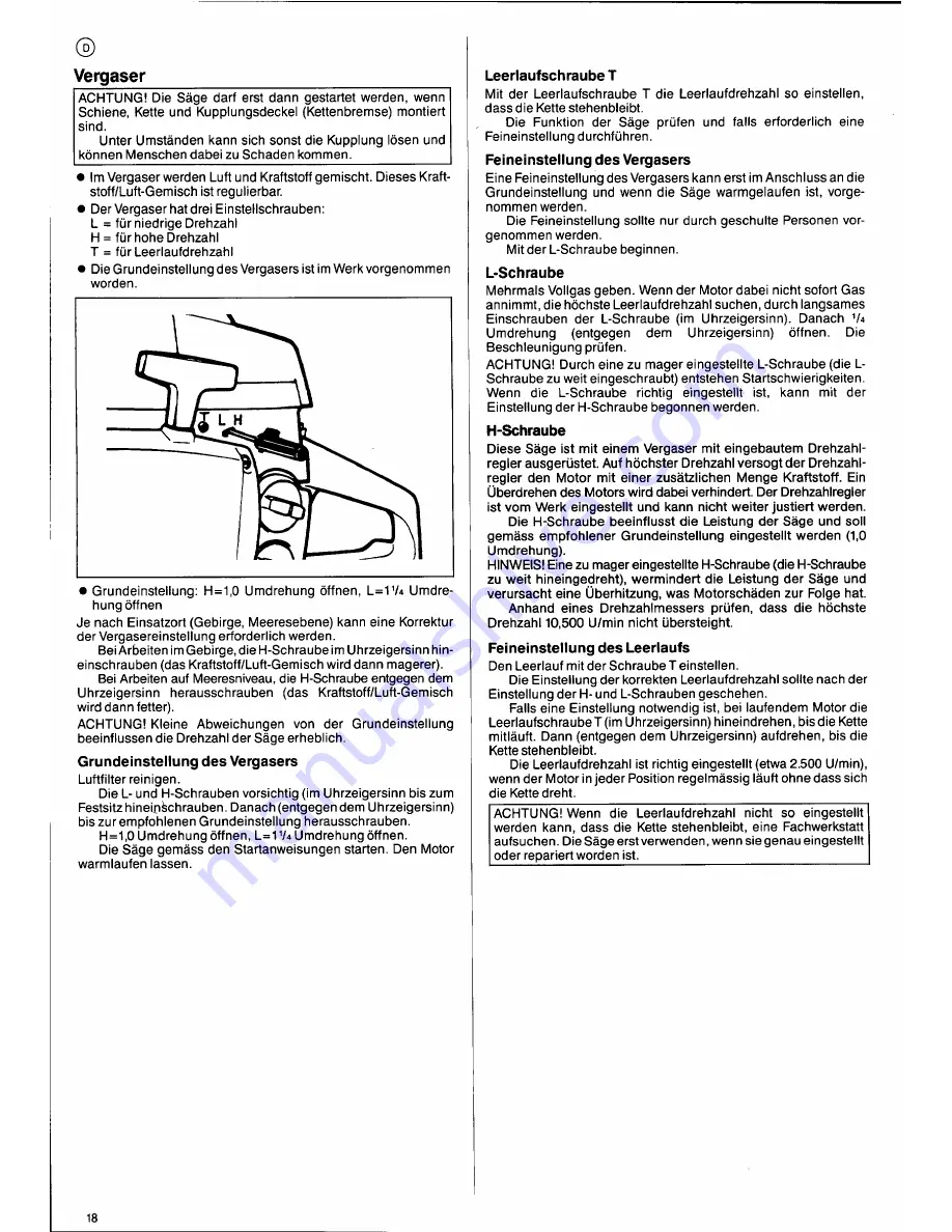 Husqvarna 2101xp Operator'S Manual Download Page 18